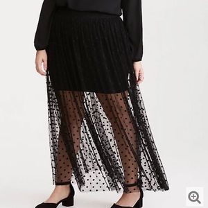 Torrid Polka Dot Mesh Maxi Skirt
